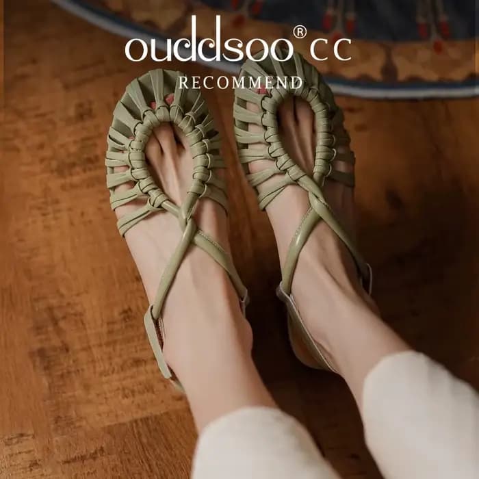 Ods-Sandales en cuir véritable pour femmes