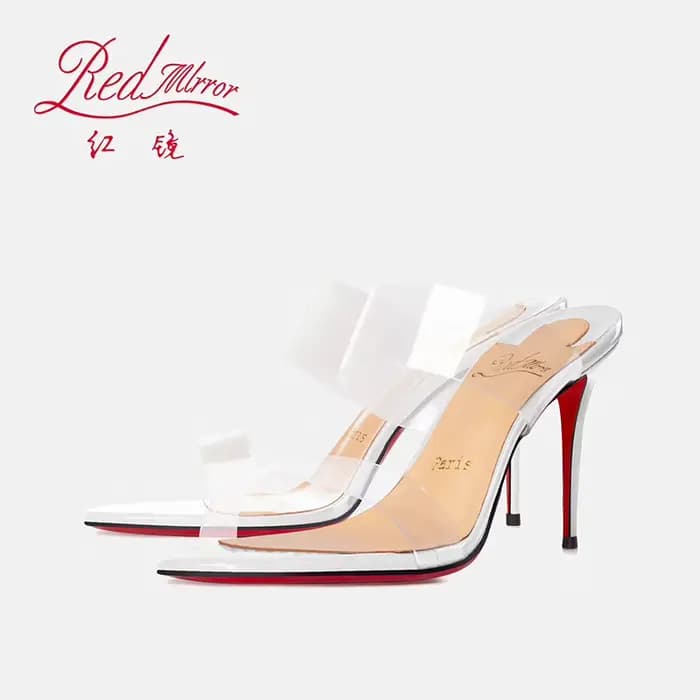Sandales nues transparentes en cuir véritable