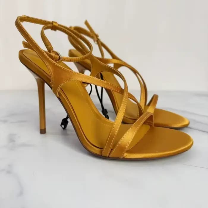 Sandales de luxe modernes à talons aiguilles pour femme, élégantes, à bout ouvert, avec lanières croisées, idéales pour les fêtes, banquets et mariages