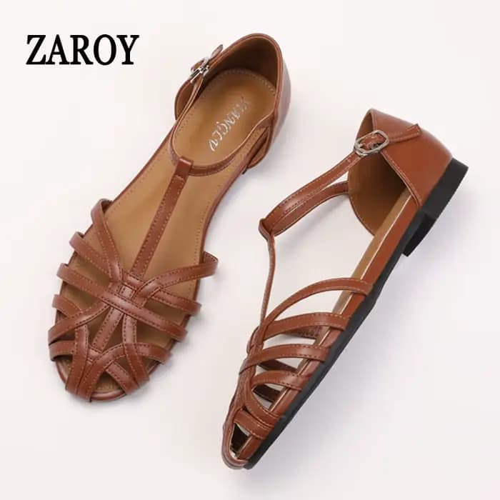 ZAROY femmes sandales été chaussures décontractées t-attaché sangle croisée