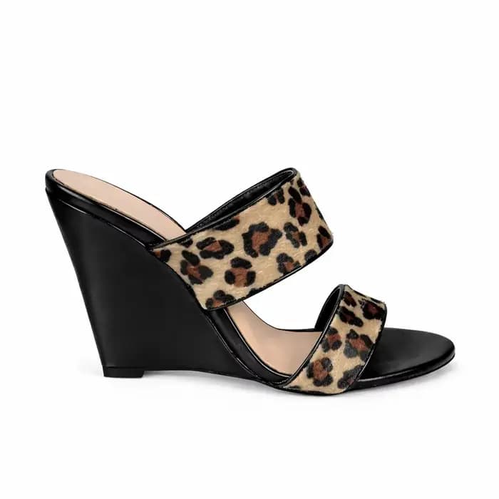 Sandales compensées en cuir imprimé léopard Rouge/Nude/Noir – Talons hauts de luxe pour femme