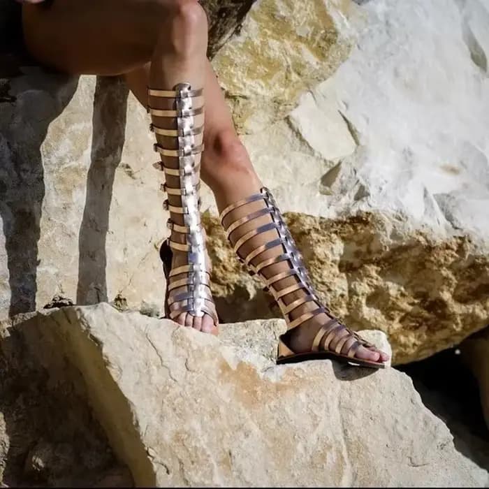 Sandales gladiateur femmes 2025 été dames haut genou haute
