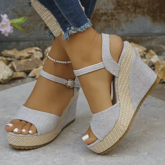 Sandales compensées tendance pour femmes, chaussures d'été à plateforme et talon haut, sandales à boucle sexy style bohème pour femmes