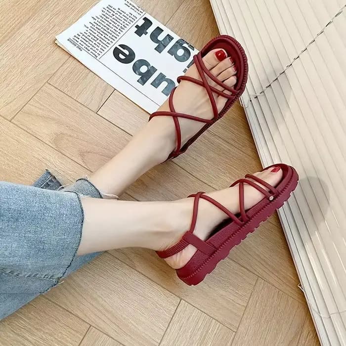 Nouvelle sandale orthopédique femme été 2025 plage sans talon confortable plat femmes espadrilles romaines sandales noir rose rouge Sexy