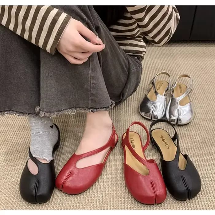 Sandales plates à bout fendu pour femme, collection été 2026, style designer, Tabi Ninja Slingback, chaussures de ballet Mary Jane, mules, chaussures à pieds de cochon, Mujer
