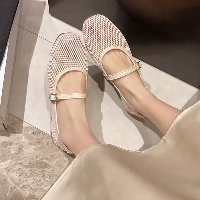 Femmes maille ballerines résille ballerines boucle sangle sans lacet ballerine chaussures bout rond chaussures de Ballet pour les voyages en plein air