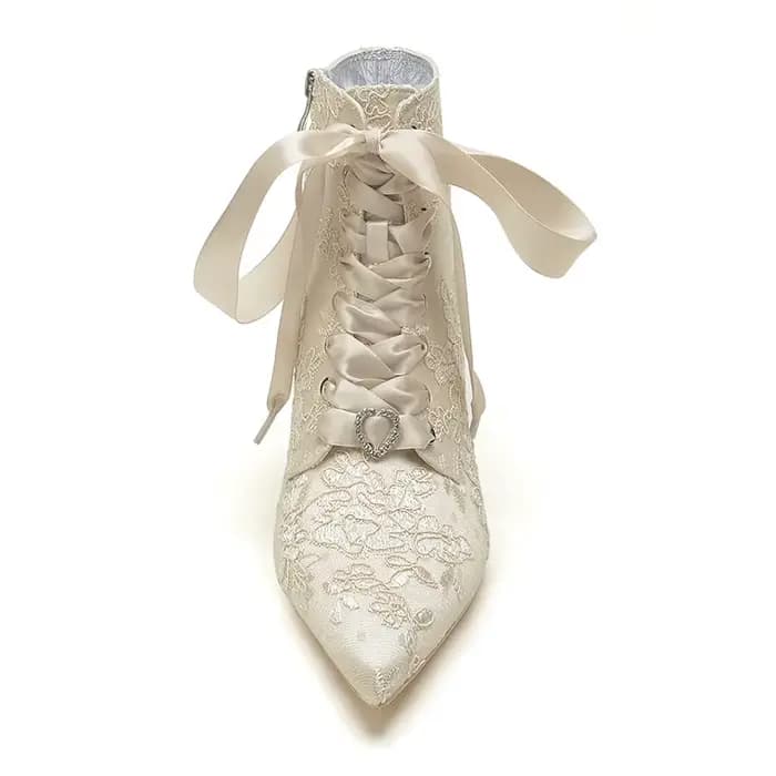 Bottes de Mariage en Dentelle à Talons Pointus