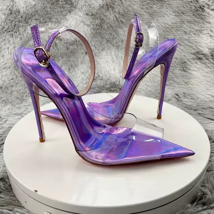Sandales d'été sexy en PVC violet laser pour femmes