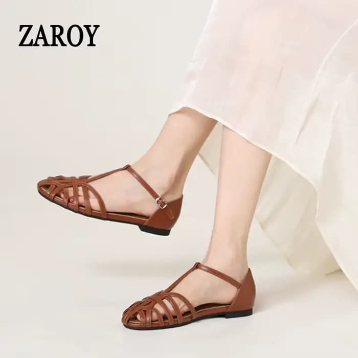 ZAROY femmes sandales été chaussures décontractées t-attaché sangle croisée