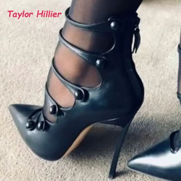 Escarpins à talon aiguille en cuir découpé pour femme