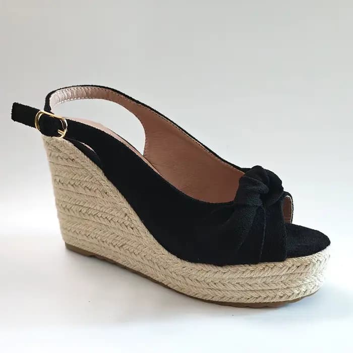 Sandales compensées noires pour femme
