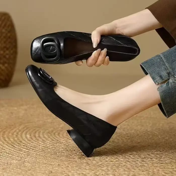 Escarpins à talon carré style français pour femme