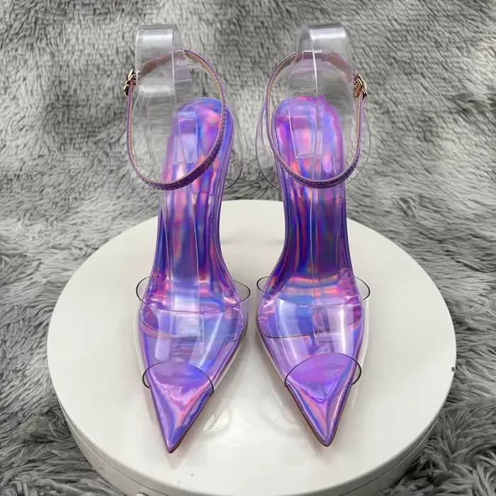 Sandales d'été sexy en PVC violet laser pour femmes