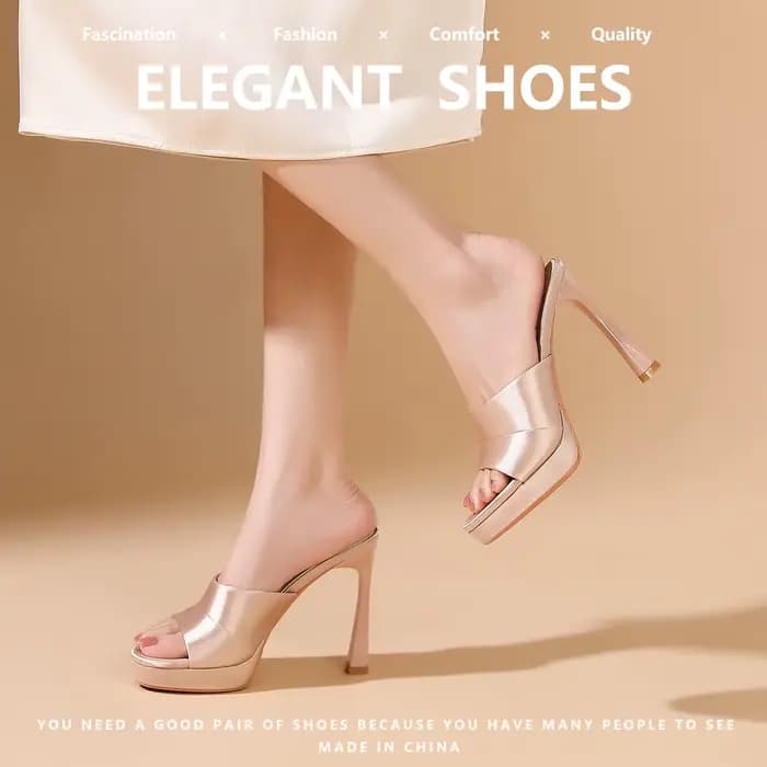 Sandales à talons hauts en satin de champagne français de créateur pour femme