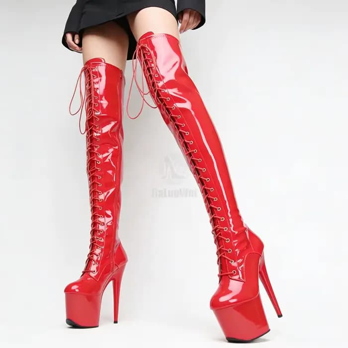 Bottes cuissardes à talon aiguille de 7 pouces avec plateforme