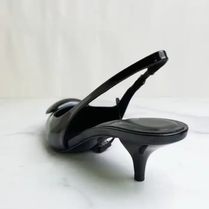 Chaussures de bureau à talons hauts en cuir verni noir pour femmes