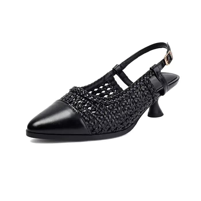 Sandalias De Mujer 2025 été nouveau Style Sexy mode sandales femmes chaton talon bout pointu évider boucle sangle dames chaussures
