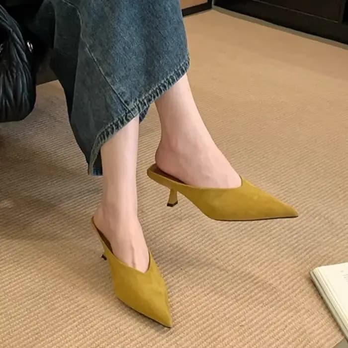 Bout pointu femmes pantoufles talons hauts robe De luxe Mules chaussures mode Sexy pompes 2025 été élégant concepteur Zapatos De Mujer