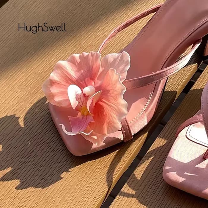 Mules de luxe en forme de papillon et d'orchidée pour femme