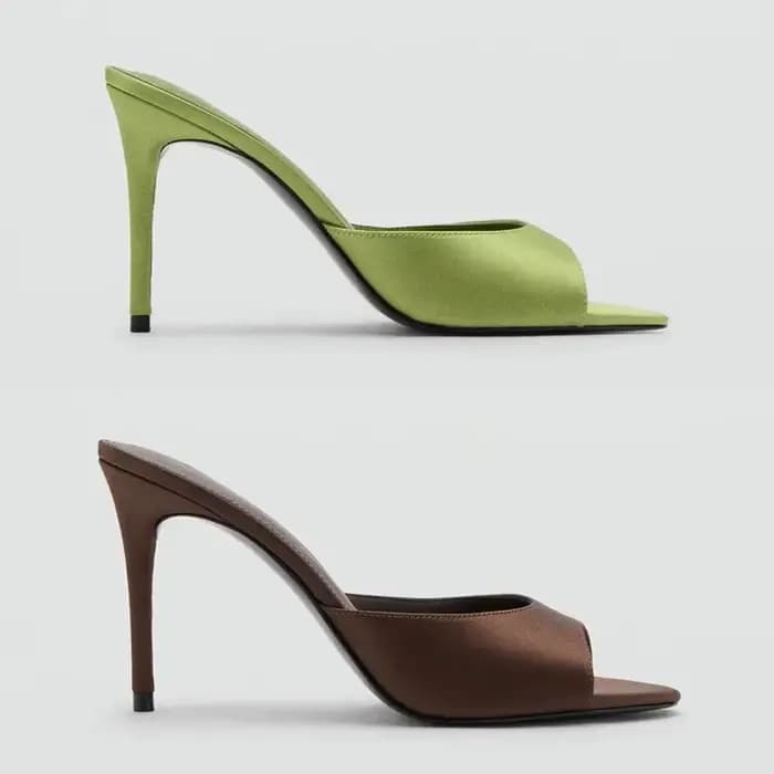 Sandales d'été 2026 en satin pour femme – Tongs confortables à bout ouvert