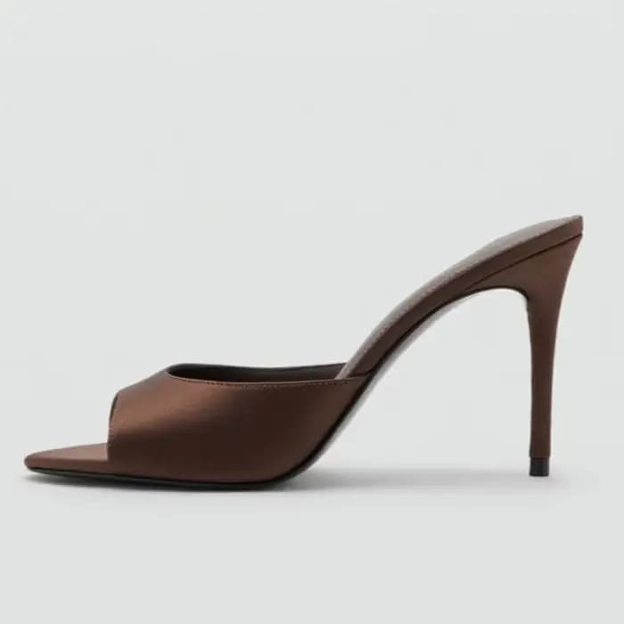 Sandales d'été 2026 en satin pour femme – Tongs confortables à bout ouvert