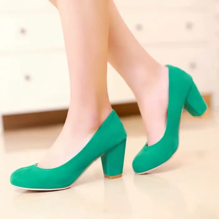 Femmes chaussures bloc talons hauts offre spéciale Zapatos Mujer Tacon 3 couleurs printemps automne pompes bout rond