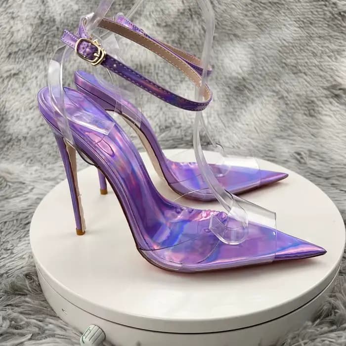 Sandales d'été sexy en PVC violet laser pour femmes