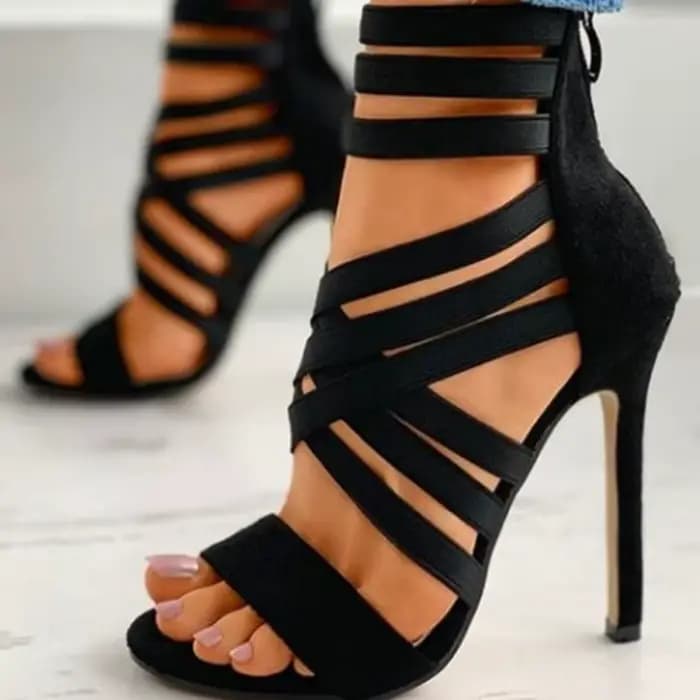 Sandales pour femmes bande élastique talons hauts croisés escarpins Sexy à bout ouvert été nouvelles