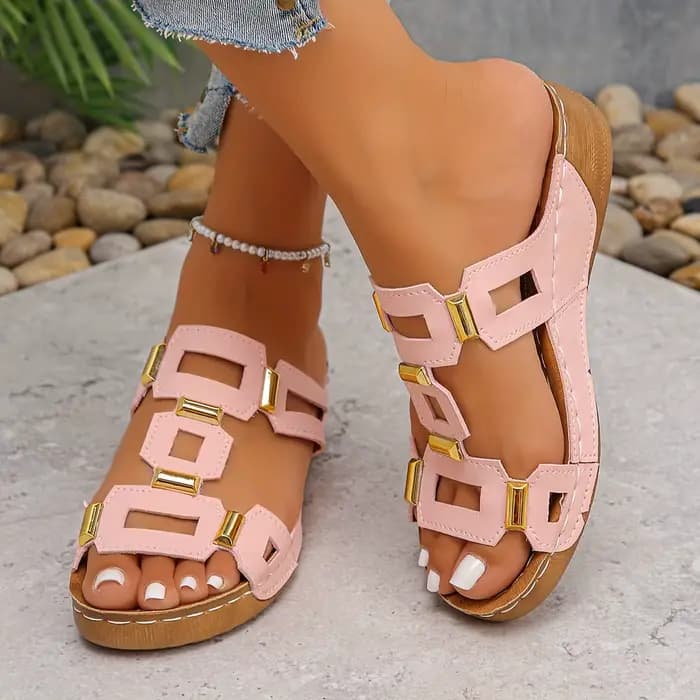 Sandales géométriques tendance pour femmes, chaussures polyvalentes à semelles souples pour un usage quotidien, confortables, légères, décontractées pour l'intérieur et l'extérieur