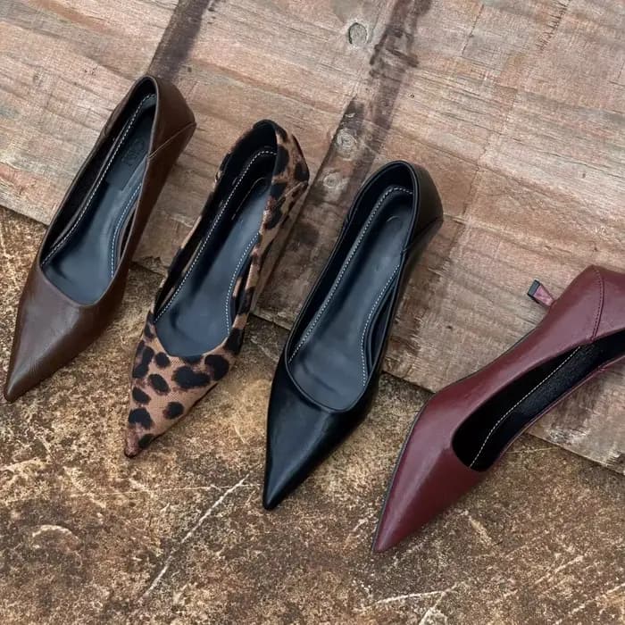 Printemps Design imprimé léopard femme pompes bout pointu mince talons bas élégant fête femme pompes à talons hauts Zapatos De Mujer