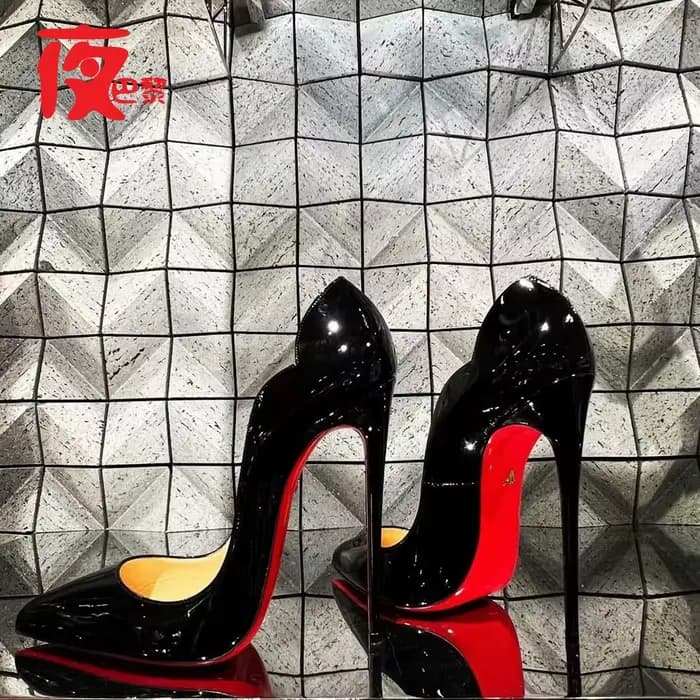 Laser électrique rouge talons hauts bouche peu profonde vague bord pointu chaussures Sexy 12 cm