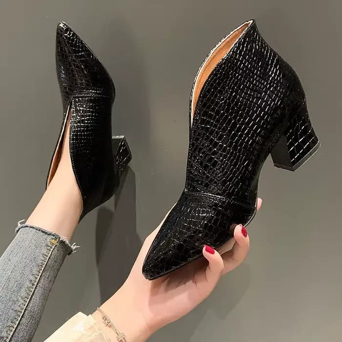 FHC nouvelles bottes nues à talons hauts en forme de V pour femmes, chaussures en cuir PU serpent pour femmes, bout pointu, bottines, noir, bleu, livraison directe