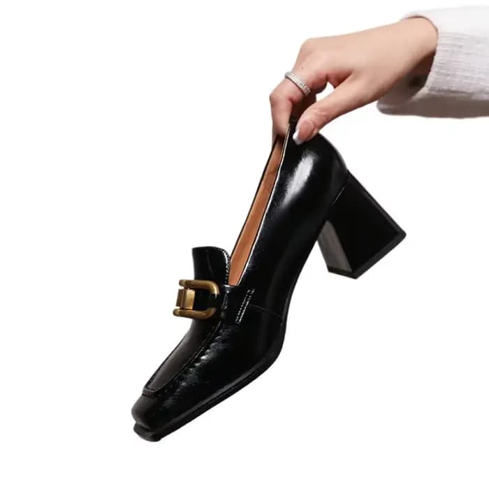Mocassins carrés à talons hauts pour femmes
