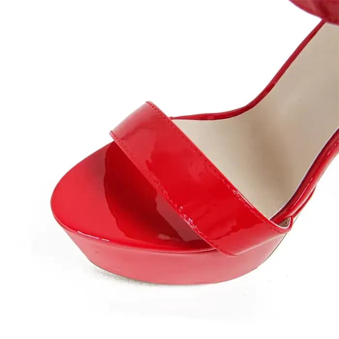Sandales à plateforme à talons hauts rouges sexy pour femmes