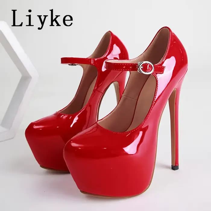 Liyke 2026 printemps automne femmes plate-forme pompes noir bout rond boucle sangle 17CM Super talons hauts pôle danse chaussures Stiletto Mujer
