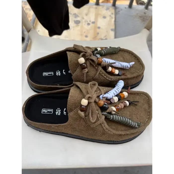 Sabots et mules en cuir suédé de vache pour femmes et hommes