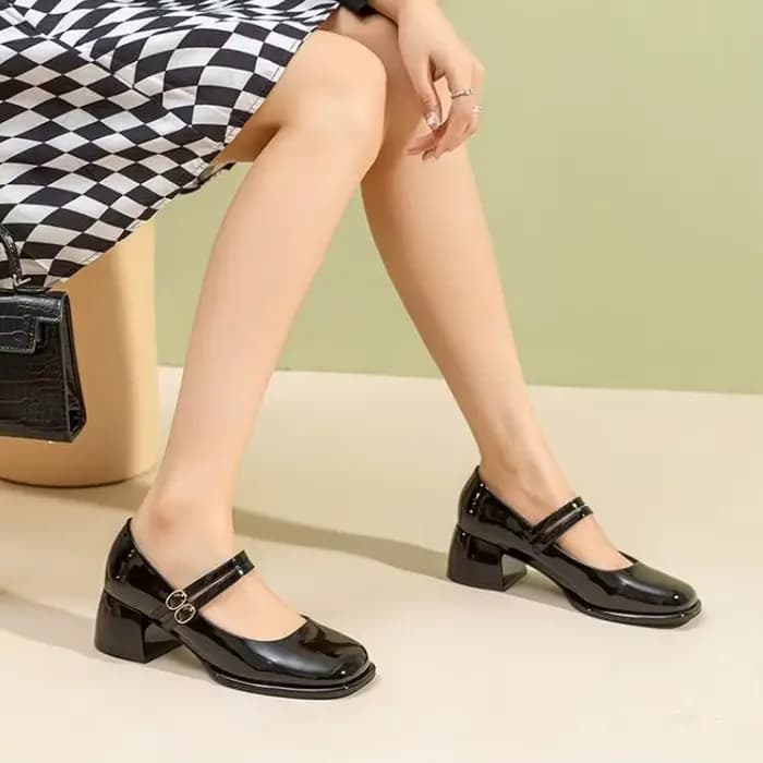 Chaussures Mary Jane à talons hauts rétro, style féerique, talon moyen, en cuir PU, bout rond, pour l'été