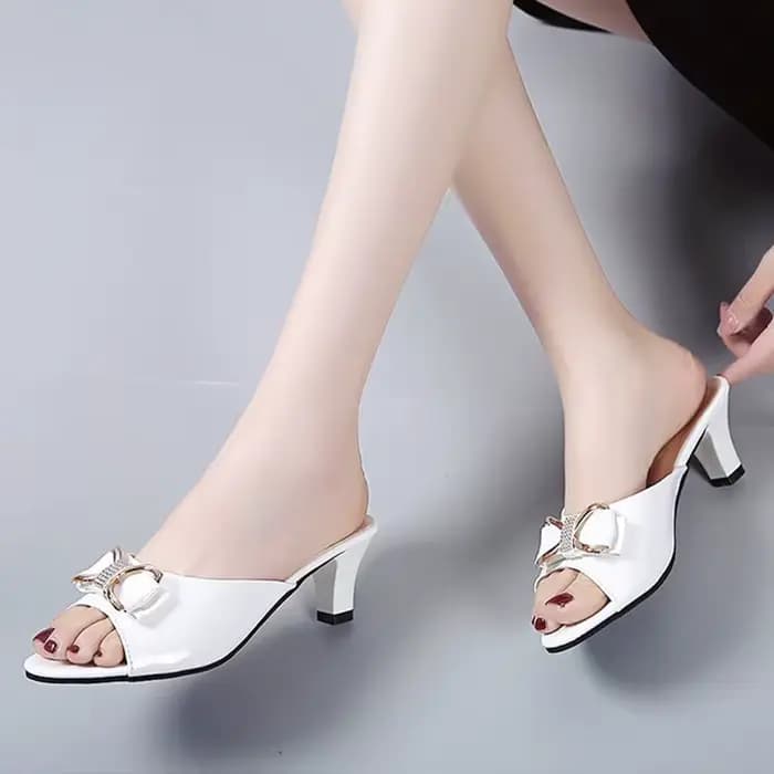 Sandales à talons hauts en cuir PU blanc pour femmes
