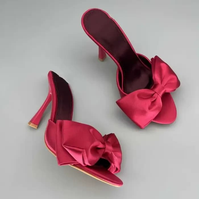 Mules à talon haut grande taille style français avec nœud