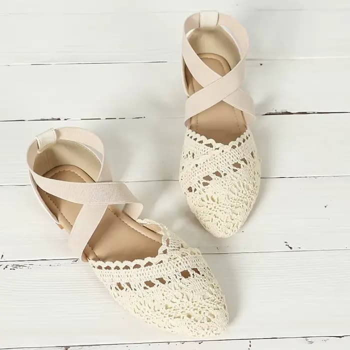 Sandales pour femmes à lacets croisés, bout ouvert, bout pointu, talon plat, ultra confortables, respirantes, chaussures décontractées pour l'automne