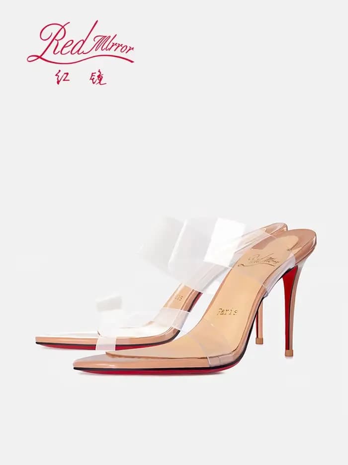 Sandales nues transparentes en cuir véritable