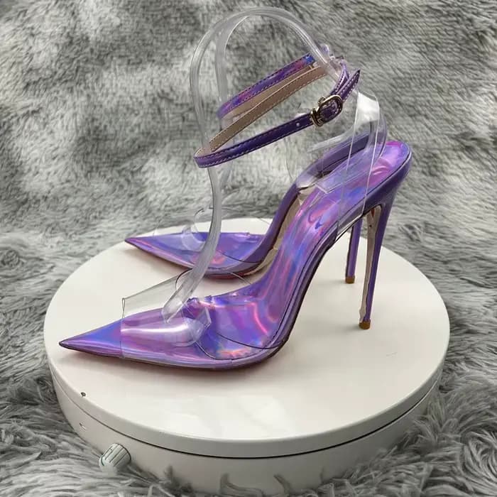 Sandales d'été sexy en PVC violet laser pour femmes