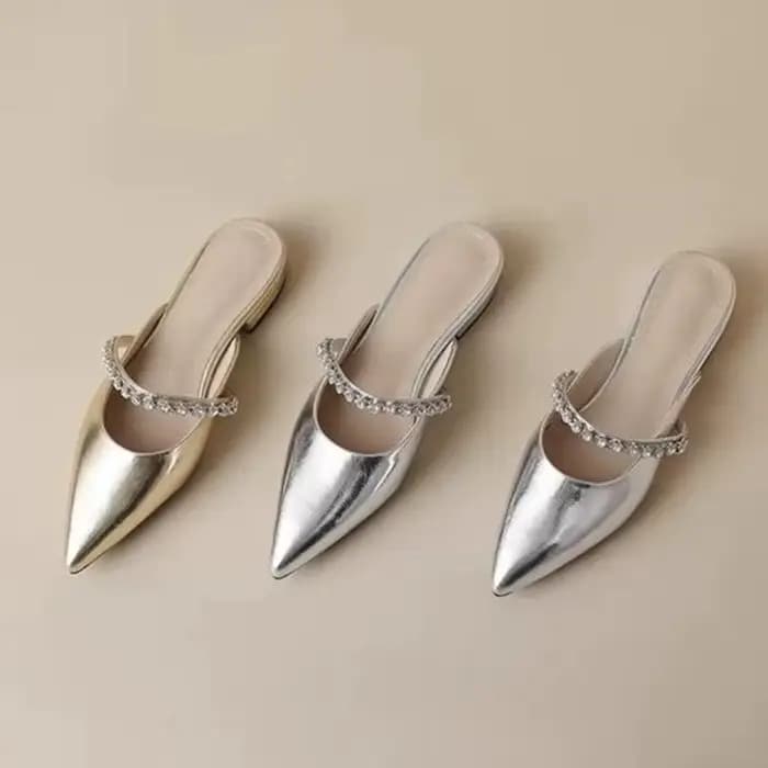 Diapositives sandales à talons bas or femme pantoufles chaussures à bout pointu pour les femmes à l'extérieur Eva Top Designs 2025 luxe prix Premium