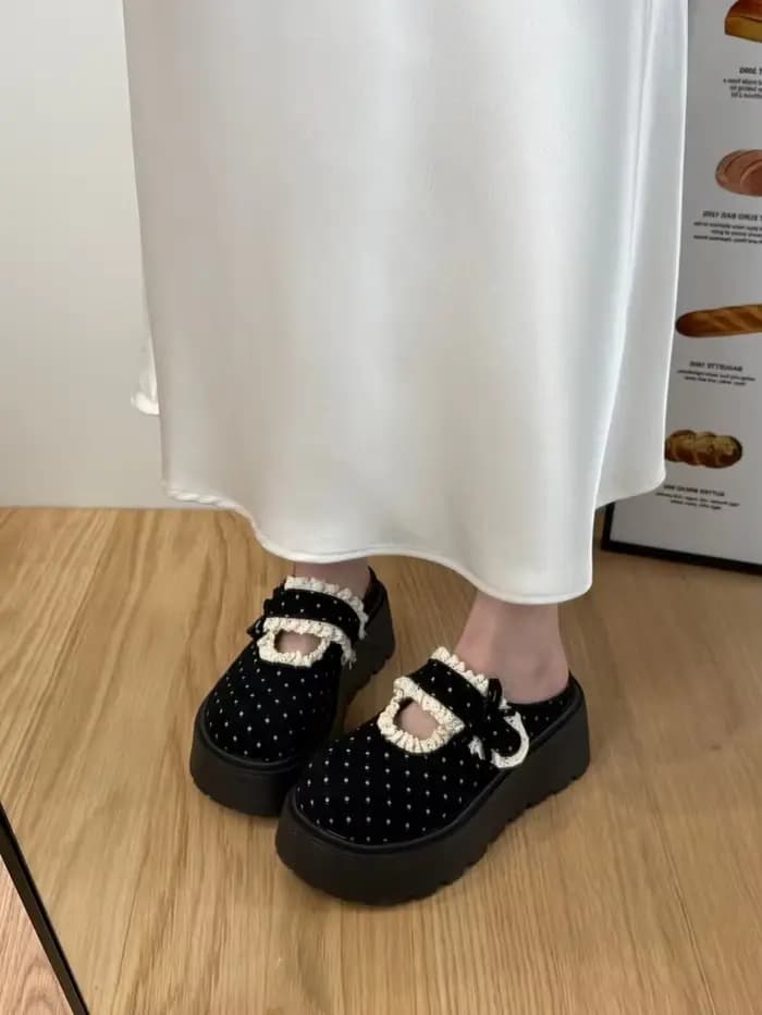 Nouvelles mules Mary Jane à plateforme à pois pour femme 2026