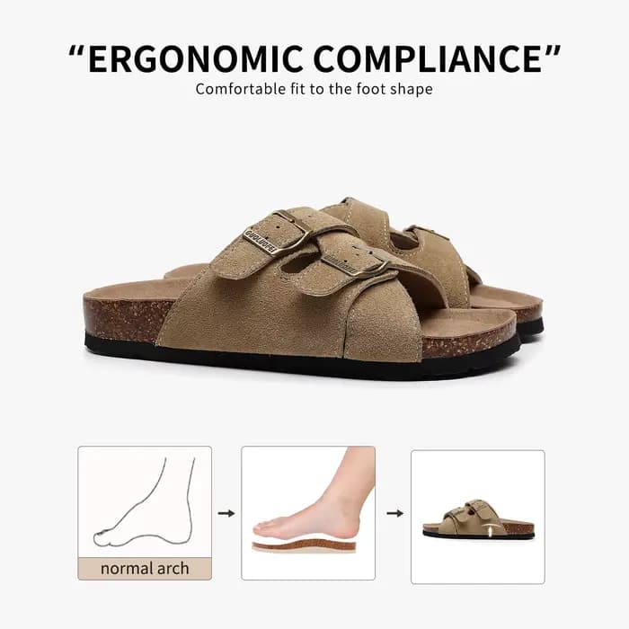 Birken New Arizona Cork Pantoufles Sandales plates pour femme avec semelle en liège