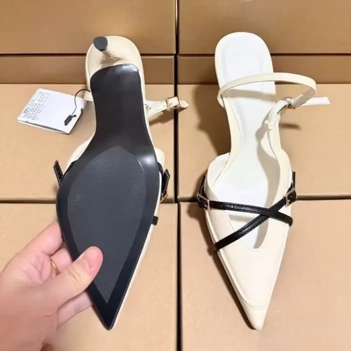 Talons hauts été concepteur femmes sandales modernes boucle de ceinture croisée élégant bureau Slingbacks Sexy bout pointu dame chaussures habillées
