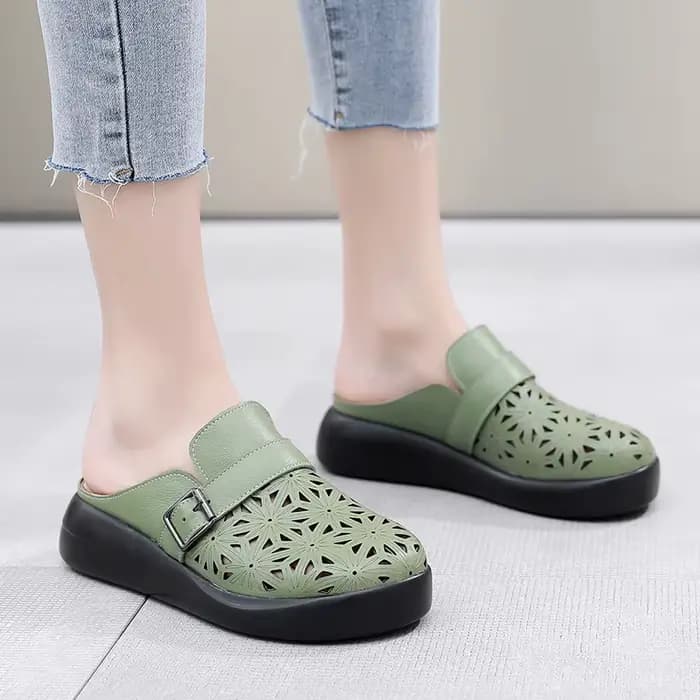 GKTINOO – mules romaines d'été pour femmes, chaussures en cuir de vache véritable, semelle souple avec sangle à boucle, pantoufles de sandales faites à la main