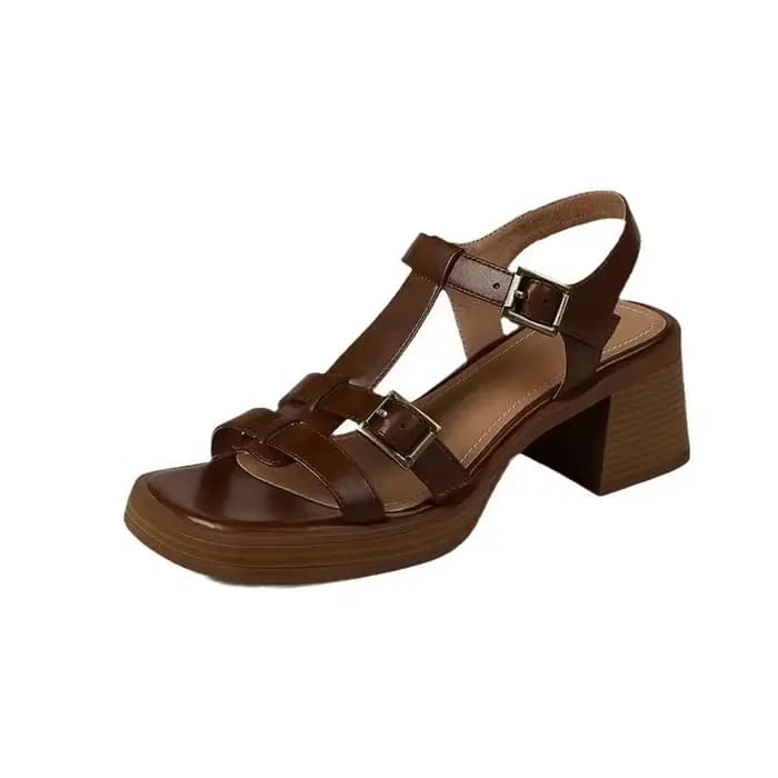 Sandales à talon épais style romain pour femme