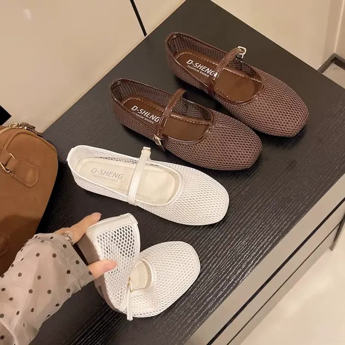 Femmes maille ballerines résille ballerines boucle sangle sans lacet ballerine chaussures bout rond chaussures de Ballet pour les voyages en plein air