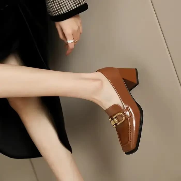Mocassins carrés à talons hauts pour femmes